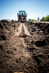 Plantation d'asperge dans un champs sous le soleil