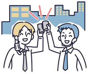 路上飲みをする男性　シンプル　イラスト