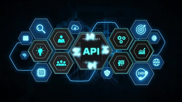 API - Application Programming Interface. Software development tool. Business, modern technology, internet and networking concept.