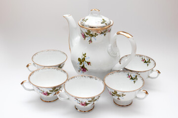 Set of vintage dishes. Porcelain tea set
