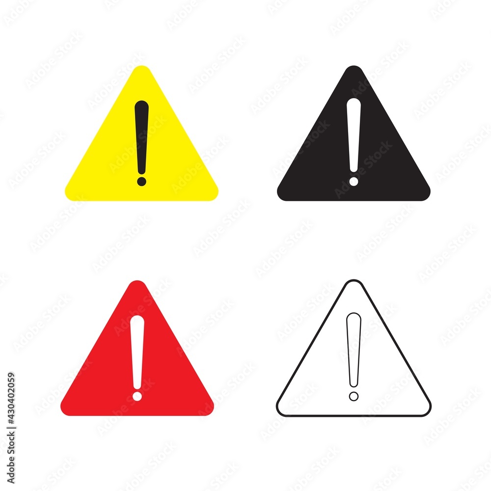 Poster set of warning icons in a flat and isolated style. vector icon illustration.