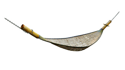 Bamboo crib with chain isolated on white background. This has clipping path.