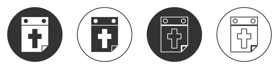 Black Calendar death icon isolated on white background. Circle button. Vector