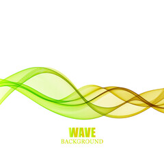 Abstract background color wave design element. Yellow and green wave