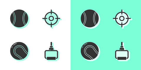 Set TPX loop training equipment, Tennis ball, Baseball and Target sport icon. Vector