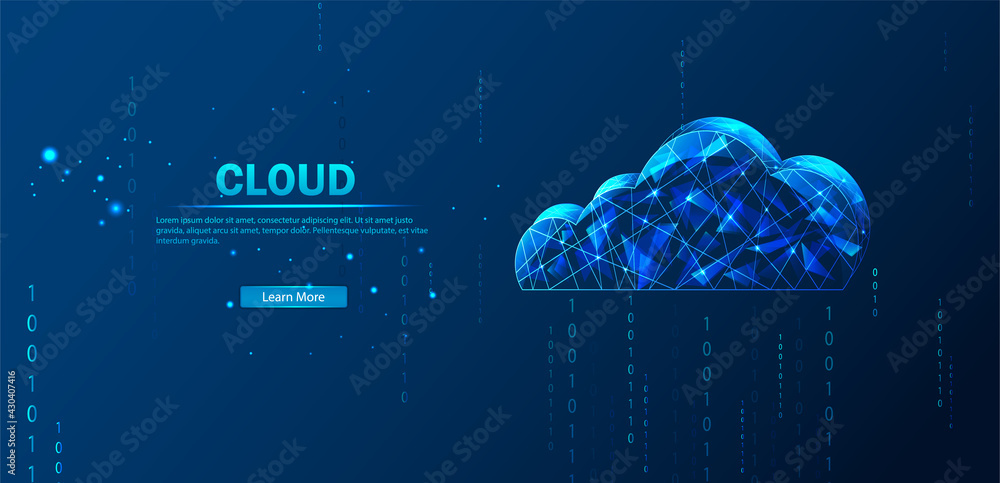 Poster cloud technologies. cloud computing, big data conceptual illustration or background . cloud computin