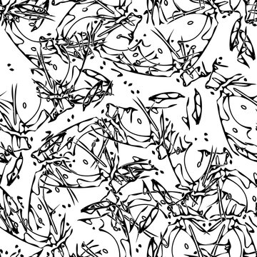 Seamless monochrome pattern of abstract elements