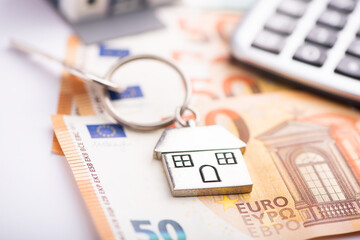 House key on Euro Banknotes.