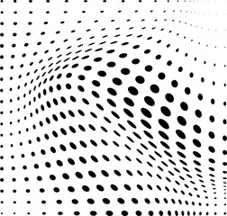 Abstract halftone wave dotted background. Futuristic twisted grunge pattern, dot, circles. Vector modern optical pop art textures for posters, business cards, covers, labels layout, stickers layout