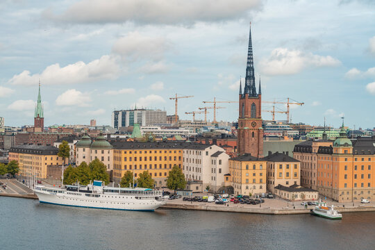 Sweden, Sodermanland, Stockholm, Cityscape with church tower