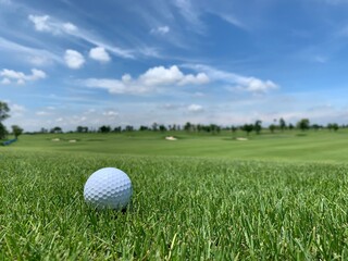 Golf ball on the green for golf course concept