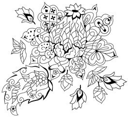 Zentangle stylized flower. Hand Drawn lace vector illustration for coloring