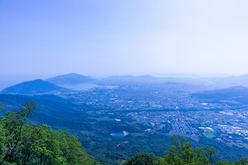 大平山山頂から撮影した6月の山口県防府市