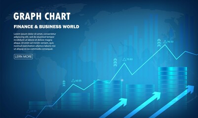 The candlestick chart shows economic and currency growth, graphs of the stock market, trading, investing in the business world, bullish points, bearish points. Trend of graph vector design