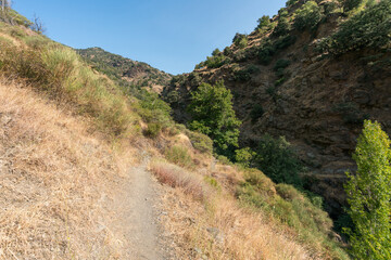 Fototapeta na wymiar pedestrian path on the side of a Sierra Nevada mountain