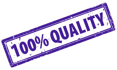 100 percent quality guarantee square rubber stamp icon isolated on white background. 100 percent quality control stamp.