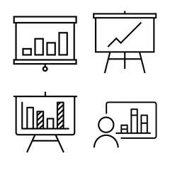 Presentation icon vector set. report illustration sign collection. analysis symbol or logo.