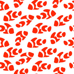 Cartoon clown fish - simple trendy seamless pattern with fish. Flat vector illustration.
