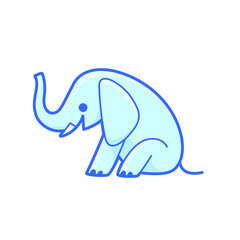 Cartoon elephant, cute character for children. Vector illustration in cartoon style for abc book, poster, postcard. Animal alphabet.