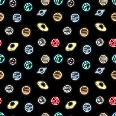 Seamless pattern with planets 