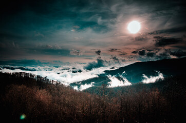 sunrise over the rocky's