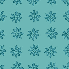 Fototapeta na wymiar Botanic seamless doodle pattern with hand drawn carnation flowers ornament. Blue pastel background.