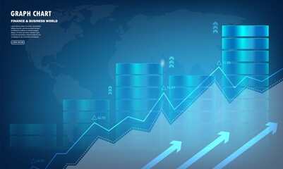 The candlestick chart shows economic and currency growth, graphs of the stock market, trading, investing in the business world, bullish points, bearish points. Trend of graph vector design