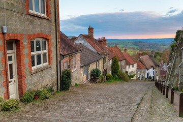 Pretty cottages on a cobbled street