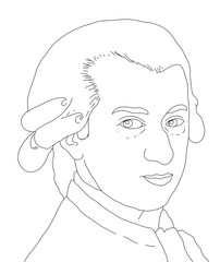 Realistic illustration of the Austrian composer Wolfgang Amadeus Mozart