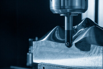 The CNC milling machine rough cutting  the injection mold parts by indexable ball tools. The mold...