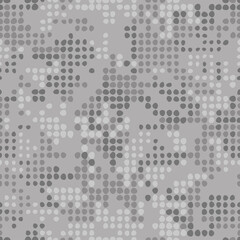Stylish spotted urban camouflage. Repeating camo texture. Seamless pattern. Points of different size forming masking spots. Abstract military style print for clothing and ammunition. Vector background