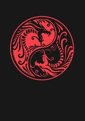 viking shield with two dragons