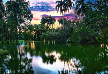 Sunset in the 'Mayajigua Lakes' also known as 'San Jose del Lago' in the province of Sancti...