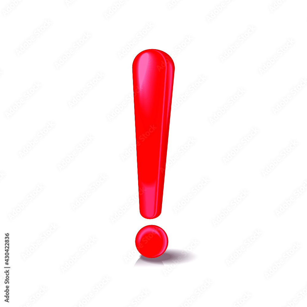 Poster red exclamation mark isolated on a white background. 3d rendering