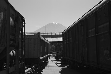 Wagons and volcano