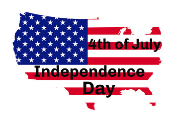 4th of july independence day of America with flag USA and map. Vector stock illustration