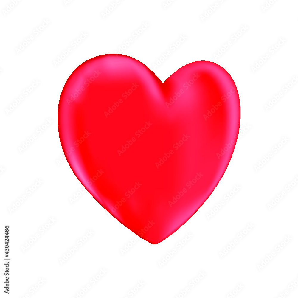 Poster red heart isolated on a white background. 3d rendering