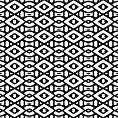  Geometric vector pattern with triangular elements. Seamless abstract ornament for wallpapers and backgrounds. Black and white colors.
