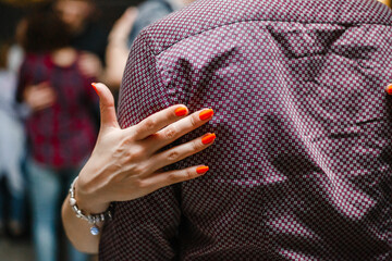 Kharkiv, Ukraine 08.04.21 Man and woman are dancing passionately kizomba at party