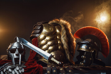 Studio shot with backlit of roman outfit