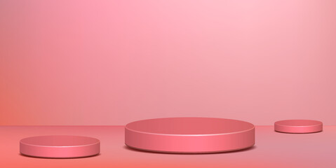 Abstract Minimal Scene with Geometric Forms. Scene with Pedestal for Cosmetic Branding, Packaging Presentation.