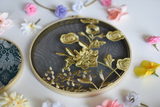 Gold and black embroidery
