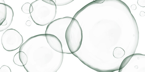 Abstract green bubble fluid painted background. Alcohol ink or watercolor art. Editable vector texture backdrop for for poster, card, invitation, flyer, cover, banner, social media post.