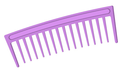 Hairbrush isolated on white background. Purple-toothed comb. Comb for pets. Vector illustration of a hairbrush in a flat style.