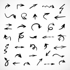 Vector set of hand-drawn arrows, elements for presentation