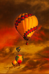hot air balloon ride during a cloudy sunset