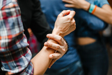 Kharkiv, Ukraine 08.04.21 Man and woman are dancing passionately kizomba at party
