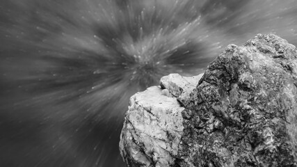 A Depiction of a Meteor, Showing a Quartz Rock with an Explosive Background. © martin gillman