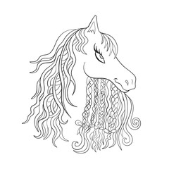 Beautiful horse with a gorgeous mane. Vector illustration