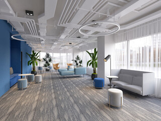 3d render of modern building entrance lobby